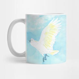 watercolor flying sulphur crested cockatoo Mug